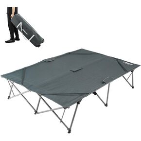 KingCamp Double Camping Cot Folding Heavy Duty Outdoor Oversized for Adult,Queen Size Camping Cot for Outdoor Travel Foldable, XXL Sleeping Cot for Camping,Supports 550 lbs,Grey Double