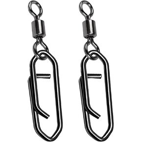 AMYSPORTS High Strength Saltwater Barrel Swivels Fishing Tackle Stainless Steel Line Connector Fishing Snaps Swivel Change Quick Fishing Clips Snap Black Nickel