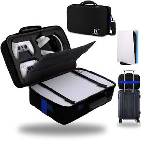 Hard Shell Carrying Case for PS5, Travel Case for PS5, PS5 Pro, PS5 Console Controller, Shockproof Storage Bag for Playstation 5 Disk Digital Edition, Headset, Base, Accessories(Light Grey)
