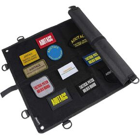 AOUTACC Tactical Military Patch Holder Board Hook & Loop Morale Patch Panel, Tactical Patch Display Panel with Straps for Military Uniform Hook and Loop Badges (60x45cm, MC03)