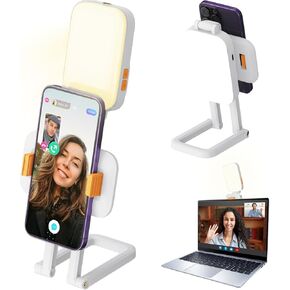 Portable Video Conference Light for iPhone | Clip & Ring Light for Phones – Selfie, Makeup & Video Recording Lighting, Built-in Stand, Rechargeable, 77 LEDs, Work from Home Desk Essentials