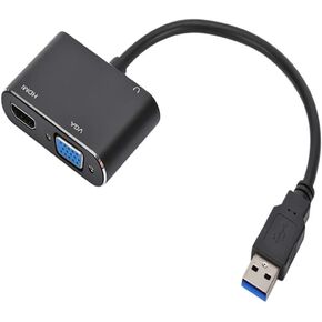USB to HDMI/VGA/ 3.5MM Headphone Adapter, USB Multi-Monitor Cable 1080P Video Audio Converter, for PC, Laptop to Monitor, Support Windows XP 7/8/8.1/10/11