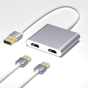 USB 3.0 to Dual HDMI Adapter, USB to 2* HDMI Same Screen Monitor Converter for Windows, macOS and Android