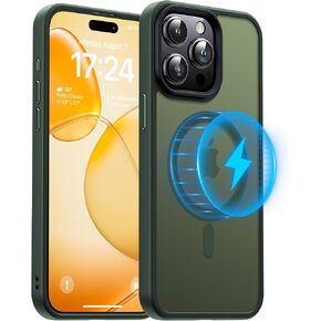 Meifigno Magic Mag Series Designed for iPhone 15 Pro Max Case, [Military Grade Protection & Compatible with MagSafe], Translucent Matte Back with Aluminum Alloy Keys, for iPhone 15 Pro Max 6.7", Black in Saudi Arabia