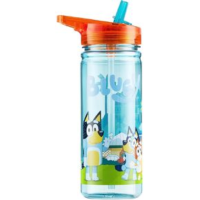Bluey 560ml/580ml Plastic Water Bottle with Straw, BPA Free, 3D Travel Reusable Bottle, Perfect for Nursery, Preschool, Sports, Days Out