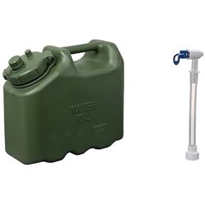 Bundle of Scepter 2.5 Gallon True Military BPA Free Water Container, Food Grade Water Jug for Camping Green + Scepter 10266 Military Water Can Spout for Camping and Emergency Water Jugs
