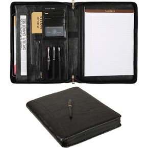 Genuine Leather Padfolio,11"×14" Padfolio Organizer with Zipper,Professioal Business Portfolio Padfolio for Men and Women,Personalized Engraved Padfolio