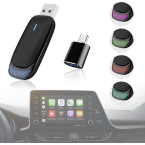 2in1 Wireless Carplay Adapter&Andriod Auto Adapter,Plug/Play Easy Setup Automatic Reconnect,Convert Wired to Wireless Car Play Dongle for Car 2016+ iPhone iOS 10+ Smartphone Android 11+