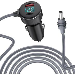 كابل طاقة Starlink Mini DC: شاحن سيارة مقاوم للماء لـ Starlink Mini مع محول ولاعة السجائر ، منافذ USB & Type-C ، LED Voltmeter ، سلك 18AWG ، شحن سريع لـ Starlink Mini (5m/16ft)