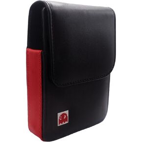 Miyoo Mini Plus v2 v3 v4 Real Genuine Leather Case - Uno Bridge Poker Playing Card Single Deck Holder (for Miyoo Mini Black Red)