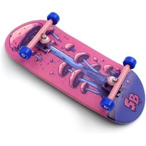 SPITBOARDS® 36mm Fingerboard Complete Wood Pro Set-Up (Pre-Assembled, Handcrafted 5-Layers), 36 mm Pro Trucks, CNC Bearing Wheels, Lasered Foam Grip Tape (Lasered Deck Size: 36 x 96 mm), 'Maple Wood'