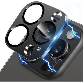 Compatible with iPhone 16 Pro and 16 Pro Max Camera Lens Protector, Upgraded Anti-Scratch Tempered Glass Metal Camera Screen Protector Shockproof Full Protective Lens Cover