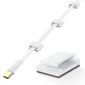 AGPTEK Ethernet Cable Clips, 100 pcs Adhesive Wire Clips, Flat Cable Clamps Management Cord Holder Organizer for Home, Office, Network Cords, LED Strip Attachment, White