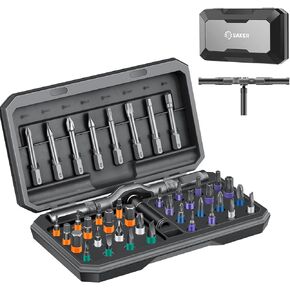 Saker 42 in 1 Screwdriver Set,Multi Bit Magnetic Screwdriver Set with T Handle & Storage Case Suitable for Furniture,Computer,Bicycle and DIY Free Combination Grey