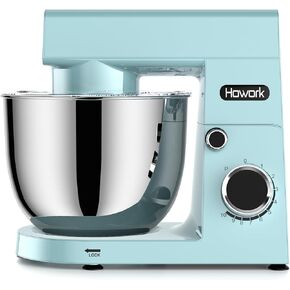 HOWORK Stand Mixer,10+p Speeds With 5.5QT Stainless Steel Bowl,Dough Hook, Wire Whip & Beater,for Most Home Cooks,Silver