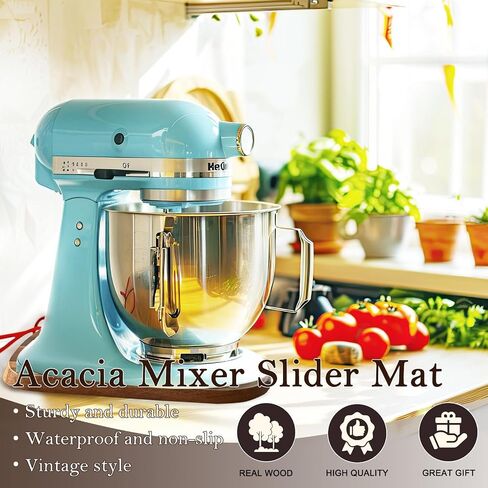 Acacia Wood Mixer Slider Mat for Kitchen Aid 4.5-5 Qt Tilt-Head Stand Mixer Kitchen Appliance Slider Tray Countertop Storage Attachments in Saudi Arabia