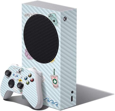 MightySkins Carbon Fiber Skin Compatible with Xbox Series S Bundle - Butterfly Party | Protective, Durable Textured Carbon Fiber Finish | Easy to Apply | Made in The USA in Saudi Arabia