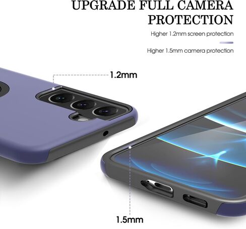 Gritup for Samsung Galaxy S22 Case with HD Screen Protector, [Military Grade] Shockproof Protection Case with 360° Magnetic Ring Holder Kickstand Phone Case for Samsung S22,Purple in Saudi Arabia