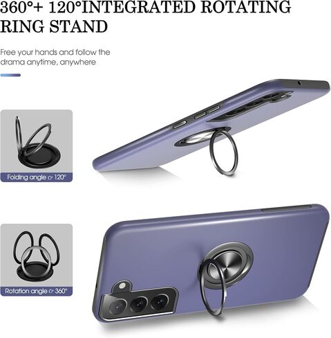 Gritup for Samsung Galaxy S22 Case with HD Screen Protector, [Military Grade] Shockproof Protection Case with 360° Magnetic Ring Holder Kickstand Phone Case for Samsung S22,Purple in Saudi Arabia