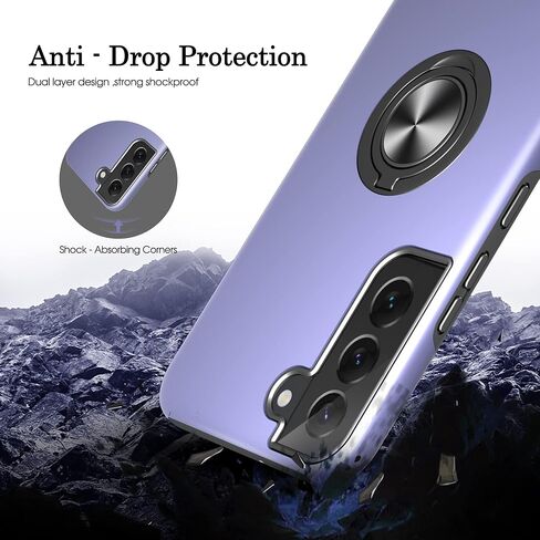 Gritup for Samsung Galaxy S22 Case with HD Screen Protector, [Military Grade] Shockproof Protection Case with 360° Magnetic Ring Holder Kickstand Phone Case for Samsung S22,Purple in Saudi Arabia