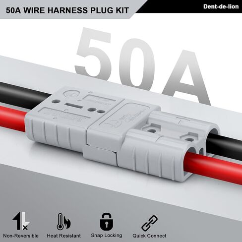 1 Pair 50Amp Battery Quick Connect Disconnect Connector, 10 AWG 50Amp 0.98ft Grey Power Connector Cables, 600 V Battery Disconnect Wire Harness Plug Kit in Kuwait