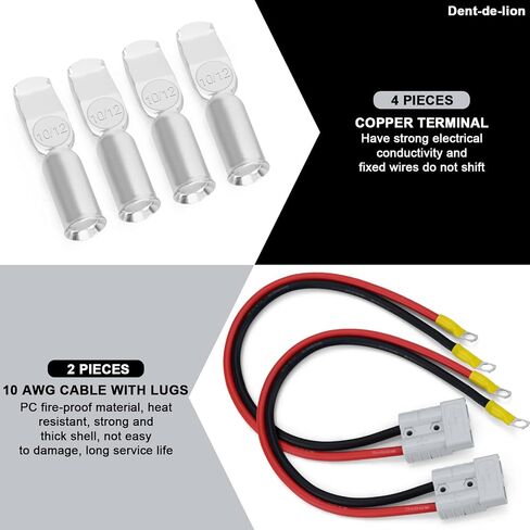 1 Pair 50Amp Battery Quick Connect Disconnect Connector, 10 AWG 50Amp 0.98ft Grey Power Connector Cables, 600 V Battery Disconnect Wire Harness Plug Kit in Kuwait
