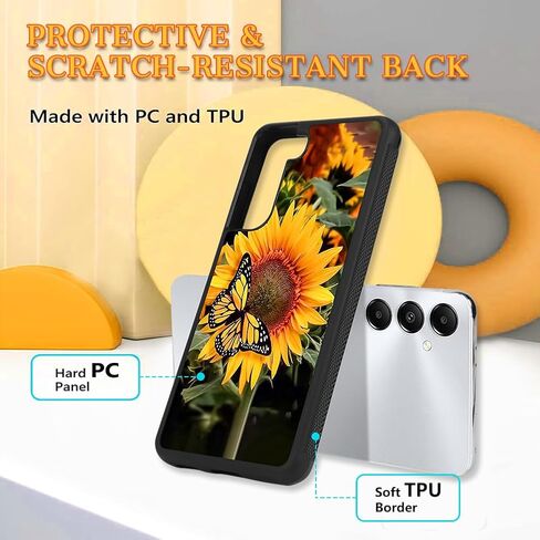 Kanghar متوافق مع Samsung Galaxy S25 Ultra Case عباد الشمس الفراشة المضادة للانزلاق مع TPU ناعمة الغلاف الوقائي المقاوم للصدمات للنساء للنساء in Saudi Arabia