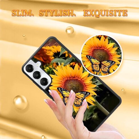 Kanghar متوافق مع Samsung Galaxy S25 Ultra Case عباد الشمس الفراشة المضادة للانزلاق مع TPU ناعمة الغلاف الوقائي المقاوم للصدمات للنساء للنساء in Saudi Arabia