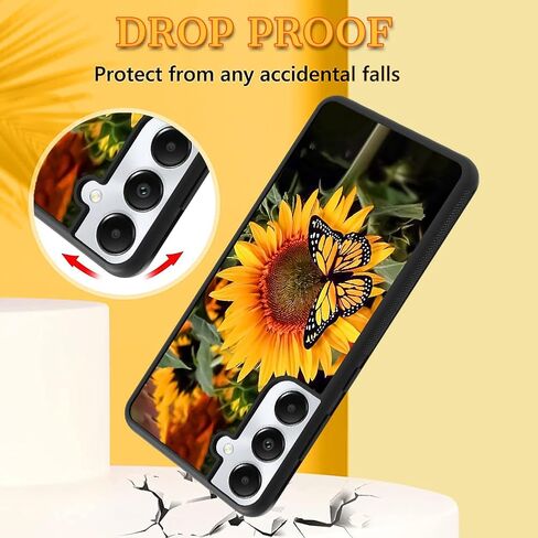 Kanghar متوافق مع Samsung Galaxy S25 Ultra Case عباد الشمس الفراشة المضادة للانزلاق مع TPU ناعمة الغلاف الوقائي المقاوم للصدمات للنساء للنساء in Saudi Arabia