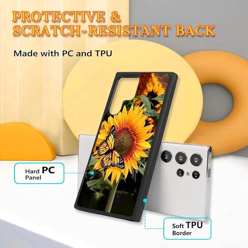 Kanghar متوافق مع Samsung Galaxy S25 Ultra Case عباد الشمس الفراشة المضادة للانزلاق مع TPU ناعمة الغلاف الوقائي المقاوم للصدمات للنساء للنساء in Saudi Arabia
