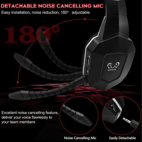 2.4 & Bluetooth Wireless Geaming Headset لأجهزة Xbox One و Xbox Series X/S وسماعات الألعاب اللاسلكية مع Mirophone لـ PS5 والكمبيوتر الشخصي والتبديل والهاتف وتحسين الجهير وإضاءة LED N9 in Kuwait