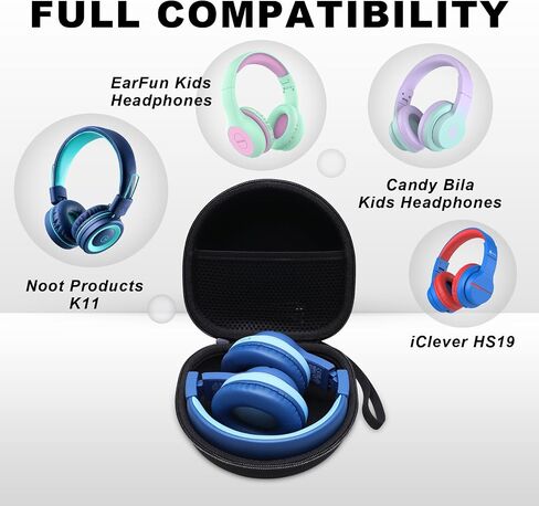 Kids Headphone Case Compatible with iClever HS19/BTH12, noot Products, EarFun, Candy Bila, New bee, awatrue Folding Headphones for Girls, Boys, Travel Hard Dark Blue Case in Saudi Arabia