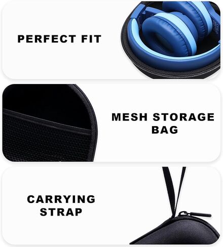 Kids Headphone Case Compatible with iClever HS19/BTH12, noot Products, EarFun, Candy Bila, New bee, awatrue Folding Headphones for Girls, Boys, Travel Hard Dark Blue Case in Saudi Arabia