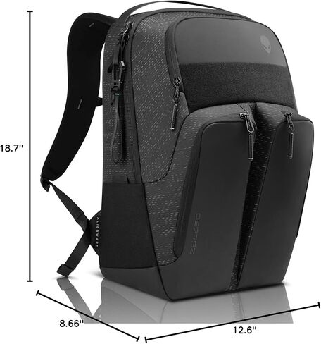 Alienware AW724P Horizon Travel Backpack - Fits upto 18-inch, 840D Fabric, EVA Foamed, Weather-resistant, Shockproof, Padded Shoulder Strap, Padded Back, RFID Blocking Pocket - Galaxy Weave Black in Saudi Arabia