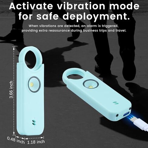 TIPSEAN Personal Safety Alarm - 135dB Ultra Loud Siren with LED Strobe Light, USB-C Rechargeable, Compact Keychain Alarm for Women/Men, Emergency Flashlight & Vibration Alert(Black) in Kuwait