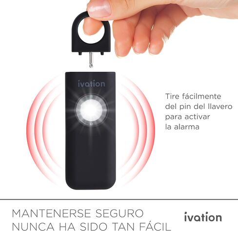 Ivation Personal SOS Alarm Keychain | Self-Defense Safety Siren & LED Panic Strobe Light with Carabiner Clip for Women, Children & Seniors | Pocket Size, Loud 125 dB Sound, Air Travel Friendly in Saudi Arabia