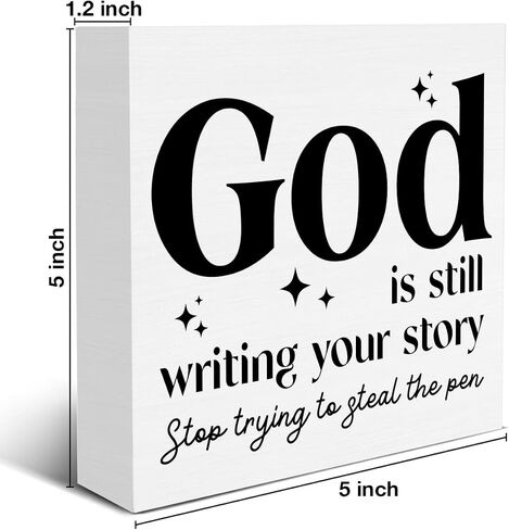 Farmhouse But God Wooden Box Sign Religious Wood Block Tabletop Sign Christian Decorative Desk Sign Home Shelf Decor 5 X 5 Inches in Kuwait