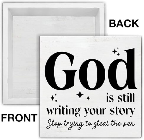 Farmhouse But God Wooden Box Sign Religious Wood Block Tabletop Sign Christian Decorative Desk Sign Home Shelf Decor 5 X 5 Inches in Kuwait