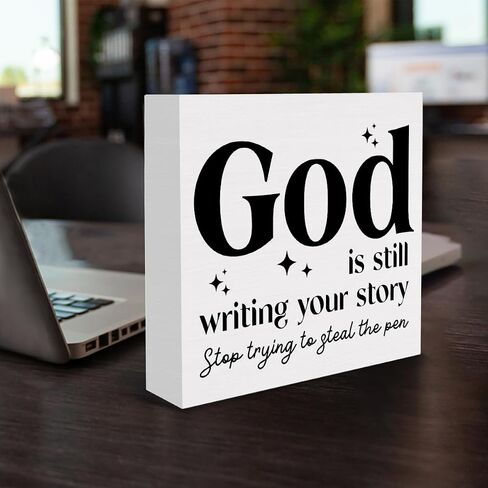 Farmhouse But God Wooden Box Sign Religious Wood Block Tabletop Sign Christian Decorative Desk Sign Home Shelf Decor 5 X 5 Inches in Kuwait