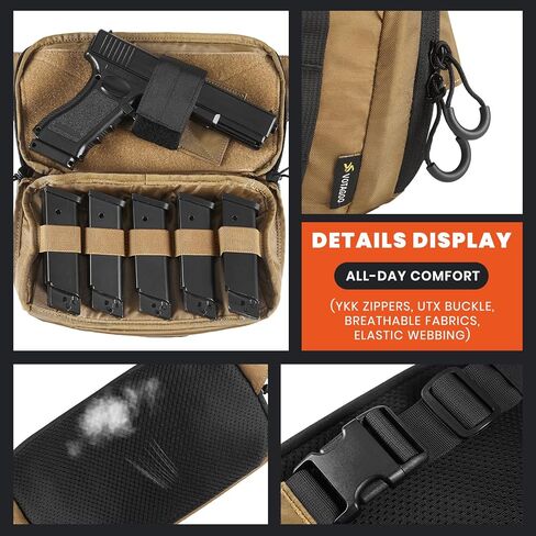 Tactical CCW Fanny Bag, Concealed Carry Fanny Pack w/Adjustable Waist Belt Tactical Waist Bag Handgun Pouch with Universal Pistol Holster, Everyday Hip Pack for Men Travel Outdoor(Brown) in Kuwait
