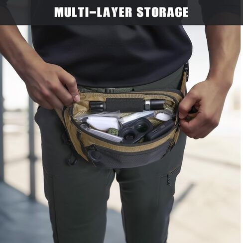 Tactical CCW Fanny Bag, Concealed Carry Fanny Pack w/Adjustable Waist Belt Tactical Waist Bag Handgun Pouch with Universal Pistol Holster, Everyday Hip Pack for Men Travel Outdoor(Brown) in Kuwait