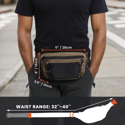 Tactical CCW Fanny Bag, Concealed Carry Fanny Pack w/Adjustable Waist Belt Tactical Waist Bag Handgun Pouch with Universal Pistol Holster, Everyday Hip Pack for Men Travel Outdoor(Brown) in Kuwait
