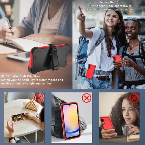 for Samsung Galaxy A16 5G case,A16 5G Heavy Duty case,with A Tempered Glass Screen Protector, [Military Grade Protective ] [Shockproof] [Dropproof] [Dust-Proof] (with Belt Clip-Black) in Saudi Arabia