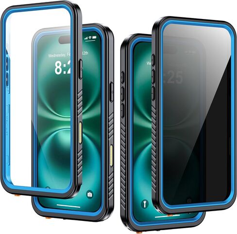 بالنسبة إلى iPhone 16 Pro Max Case مقاومة للماء ، شاشة خصوصية مدمجة وشاشة HD الإطار الأمامي المزدوج [IP68 تحت الماء] in Saudi Arabia
