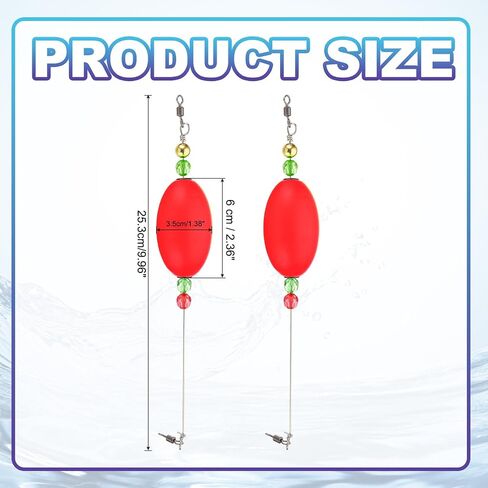 PATIKIL Fishing Floats Rigs, Oval Fishing Bobbers Popping Corks Float Weighted Bobbers Fishing Tackle with Copper Beads in Saudi Arabia