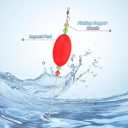 PATIKIL Fishing Floats Rigs, Oval Fishing Bobbers Popping Corks Float Weighted Bobbers Fishing Tackle with Copper Beads in Saudi Arabia