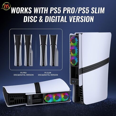 مروحة التبريد لـ PS5 Pro/للحصول على وحدة تحكم Slim PS5 ، نظام التبريد مع مروحة خلفية للسيطرة على درجة حرارة PS5 PRO/PS5 (أسود) (أسود) (أسود) in Kuwait