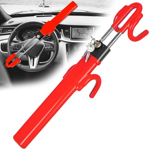 CARTMAN Heavy Duty Steering Wheel Lock Anti-Theft Car Device Security Car Lock Great Deterrent Adjustable Antitheft Locking Devices for Cars Trucks Vans and SUVs with 3 Keys in Kuwait