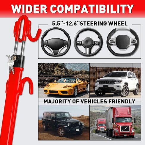 CARTMAN Heavy Duty Steering Wheel Lock Anti-Theft Car Device Security Car Lock Great Deterrent Adjustable Antitheft Locking Devices for Cars Trucks Vans and SUVs with 3 Keys in Kuwait