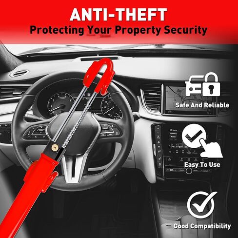 CARTMAN Heavy Duty Steering Wheel Lock Anti-Theft Car Device Security Car Lock Great Deterrent Adjustable Antitheft Locking Devices for Cars Trucks Vans and SUVs with 3 Keys in Kuwait